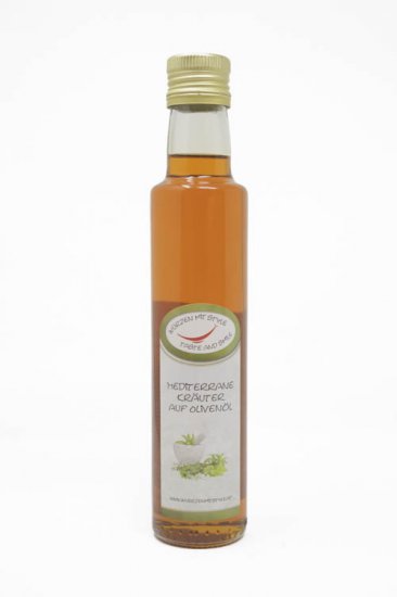 Mediterrane Kräuter auf Olivenöl 250ml - zum Schließen ins Bild klicken
